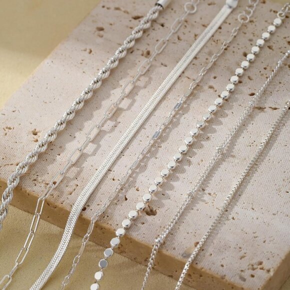 🆕 Sufope Dainty Laying Bracelets Women Silver 14K Adjustable Stackable jewelry - Picture 4 of 6